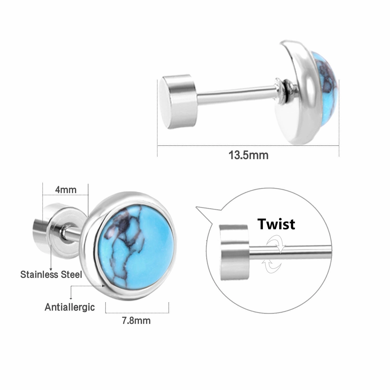 Wholesale Turquoise Stainless Steel Earrings