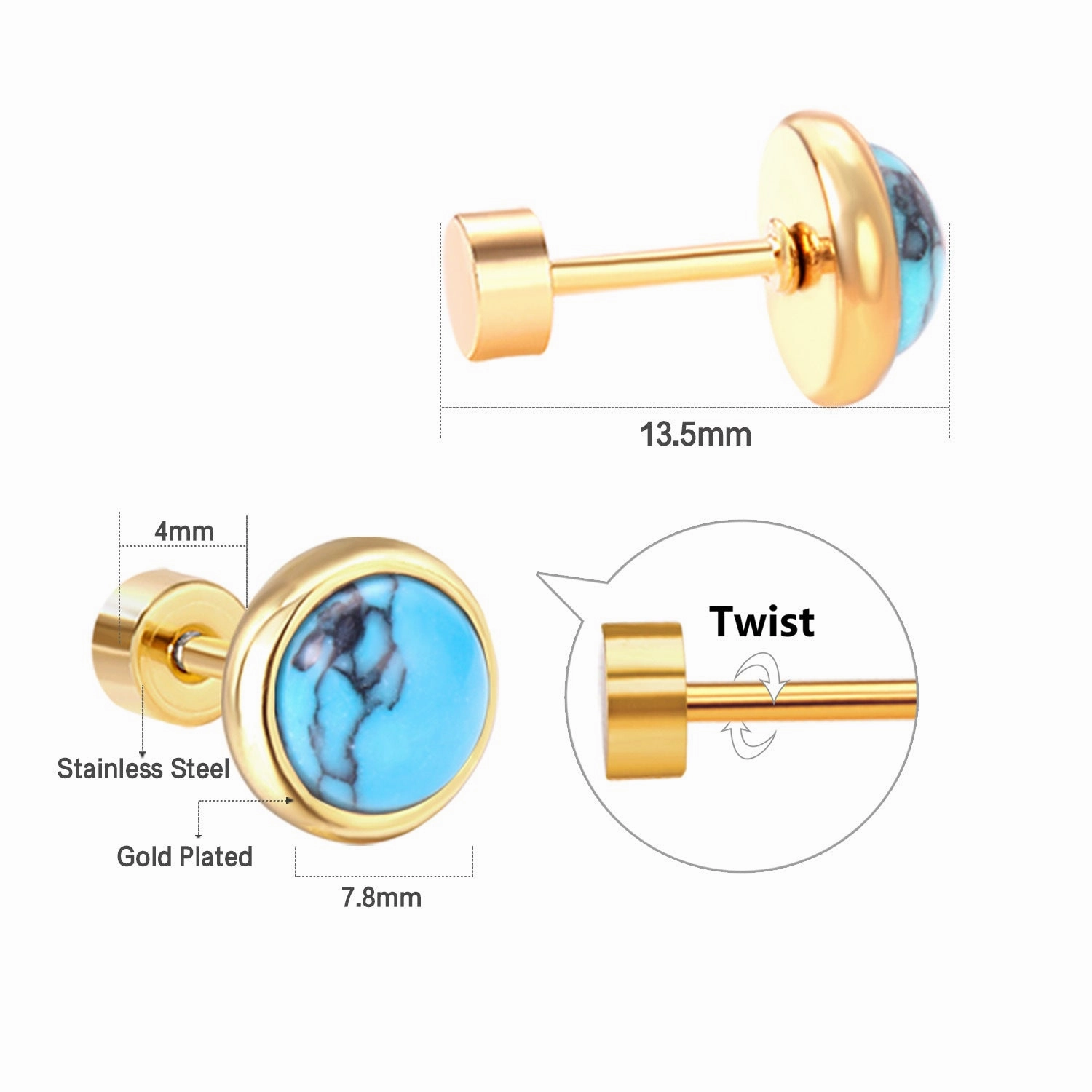 Wholesale Turquoise Stainless Steel Earrings