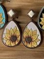 Wholesale Turquoise Sunflower Alloy Earrings