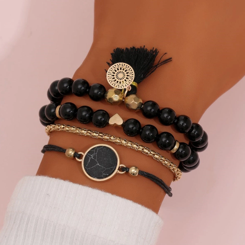 Wholesale Turquoise Tassel Disc Alloy Bracelet Set of Four