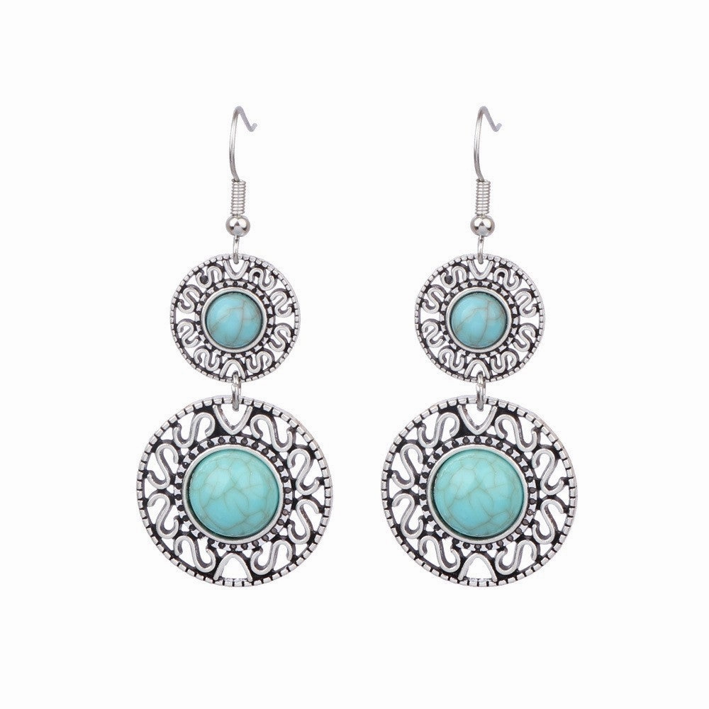 Wholesale Turquoise Tassel Geometric Alloy Earrings