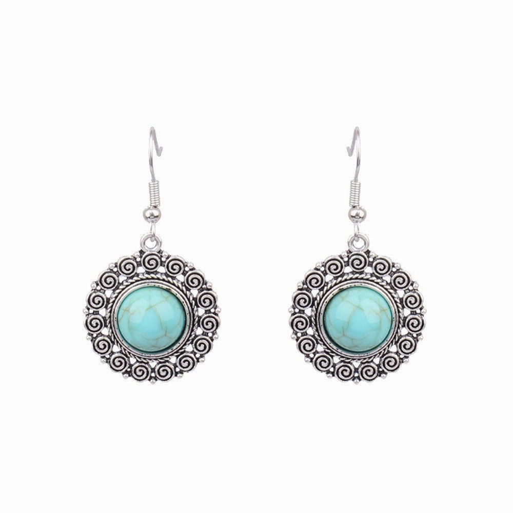 Wholesale Turquoise Tassel Geometric Alloy Earrings