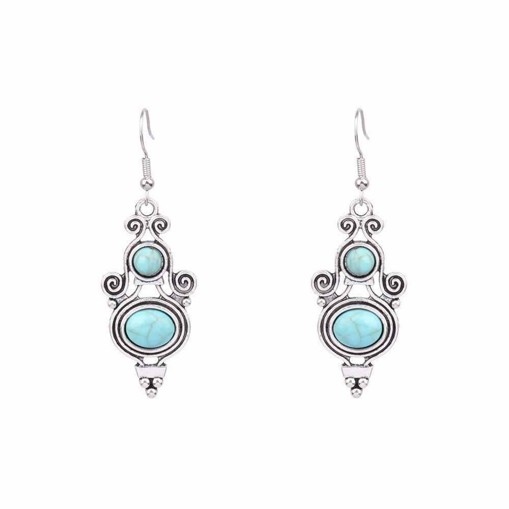 Wholesale Turquoise Tassel Geometric Alloy Earrings