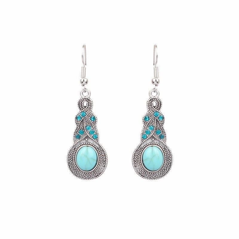 Wholesale Turquoise Tassel Geometric Alloy Earrings