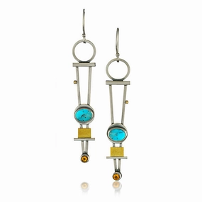 Wholesale Turquoise Thai Silver Lapis Lazuli Diamond Two Color Plaid Earrings