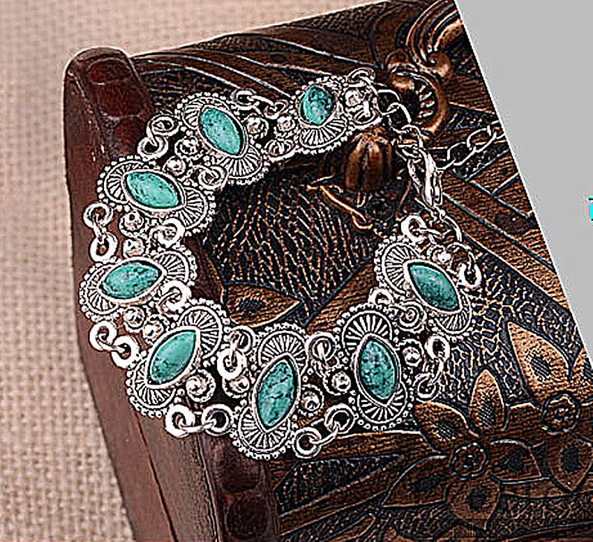 Wholesale Turquoise Vintage Ethnic Water Drop Bracelet