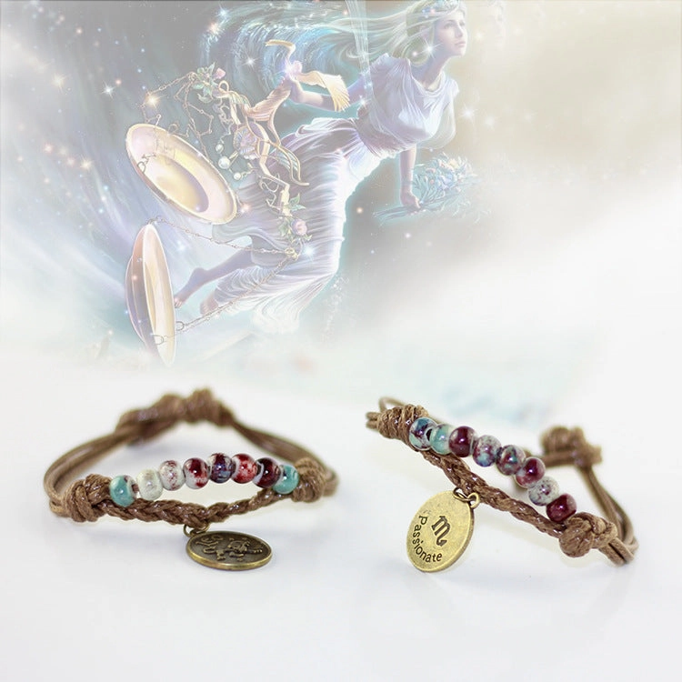 Wholesale Twelve Constellation Mori Woven Ceramic Bracelet