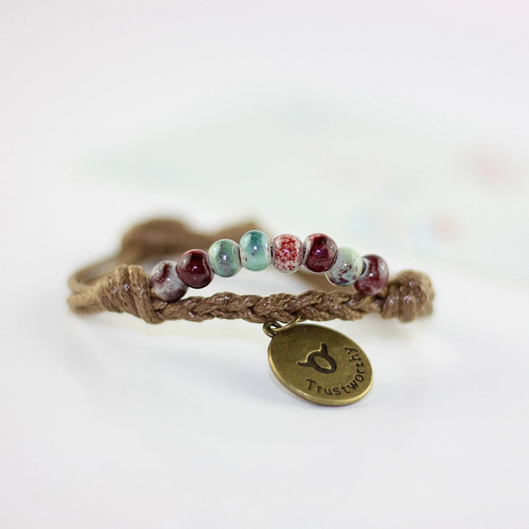 Wholesale Twelve Constellation Mori Woven Ceramic Bracelet