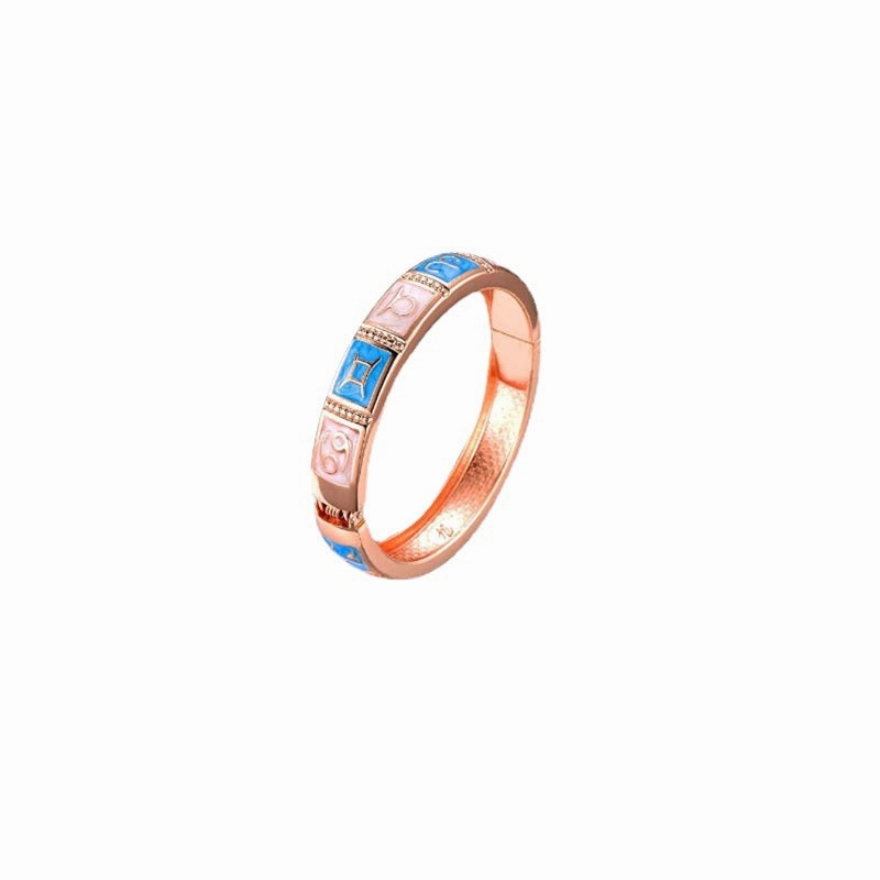 Wholesale Twelve Constellations Enamel Oil Drip Opening Zinc Alloy Bracelet