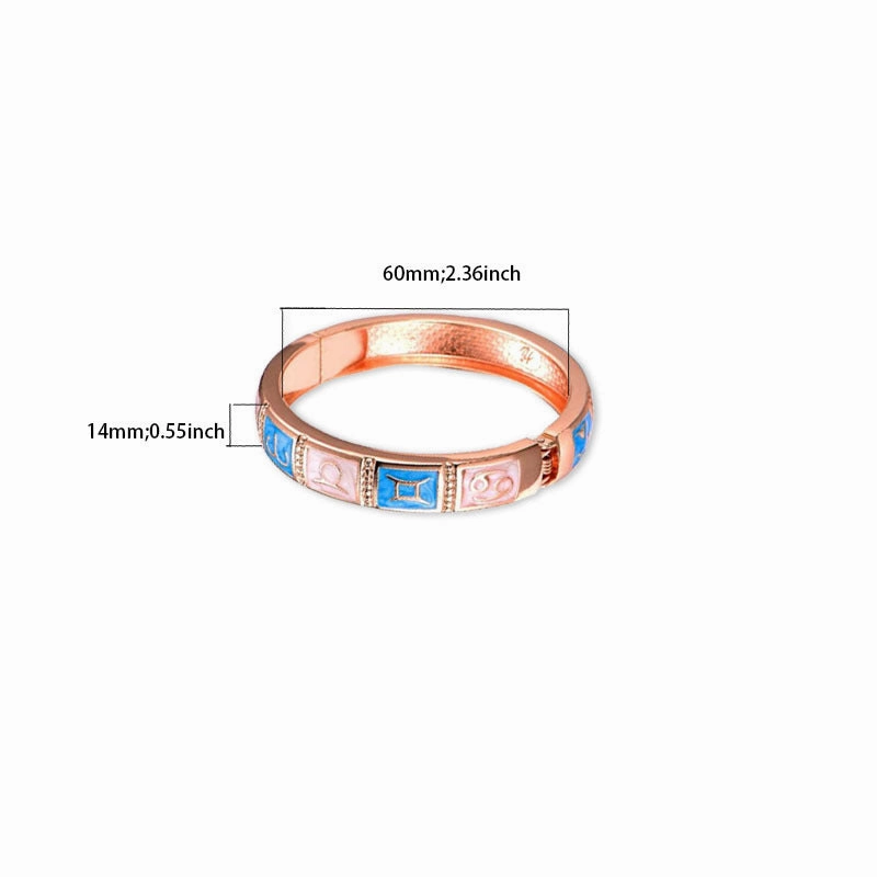 Wholesale Twelve Constellations Enamel Oil Drip Opening Zinc Alloy Bracelet