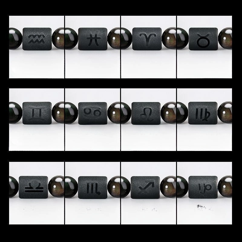 Wholesale Twelve Constellations Natural Stone Elastic Bracelet
