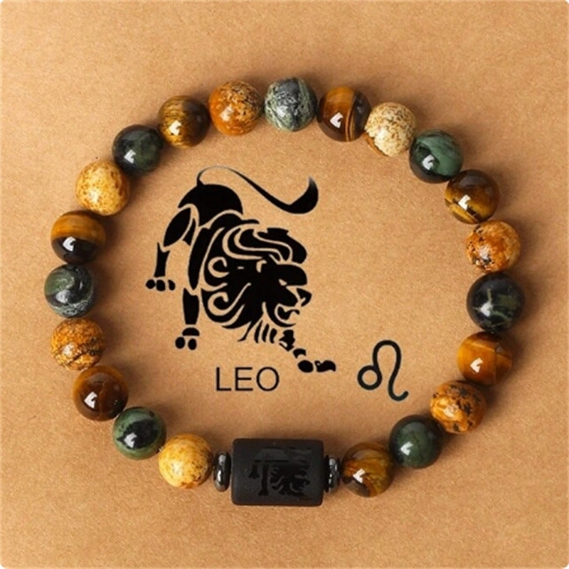 Wholesale Twelve Constellations Natural Stone Elastic Rope Handmade Beaded Bracelet