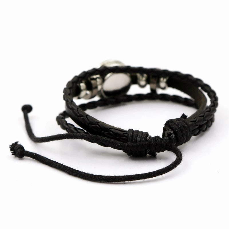 Wholesale Twelve Horoscope Time Stone Leather Woven Beaded Bracelet