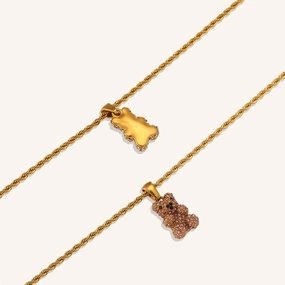 Wholesale Twist Chain Cub Pendant Stainless Steel 18K Gold Plated Necklaces
