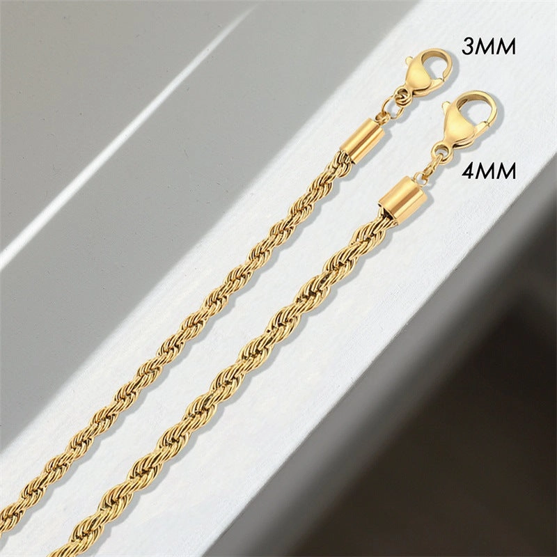 Wholesale Twist Chain Gold Stainless Steel Bracelet