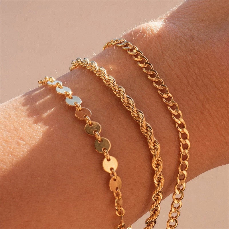 Wholesale Twist Chain Gold Stainless Steel Bracelet