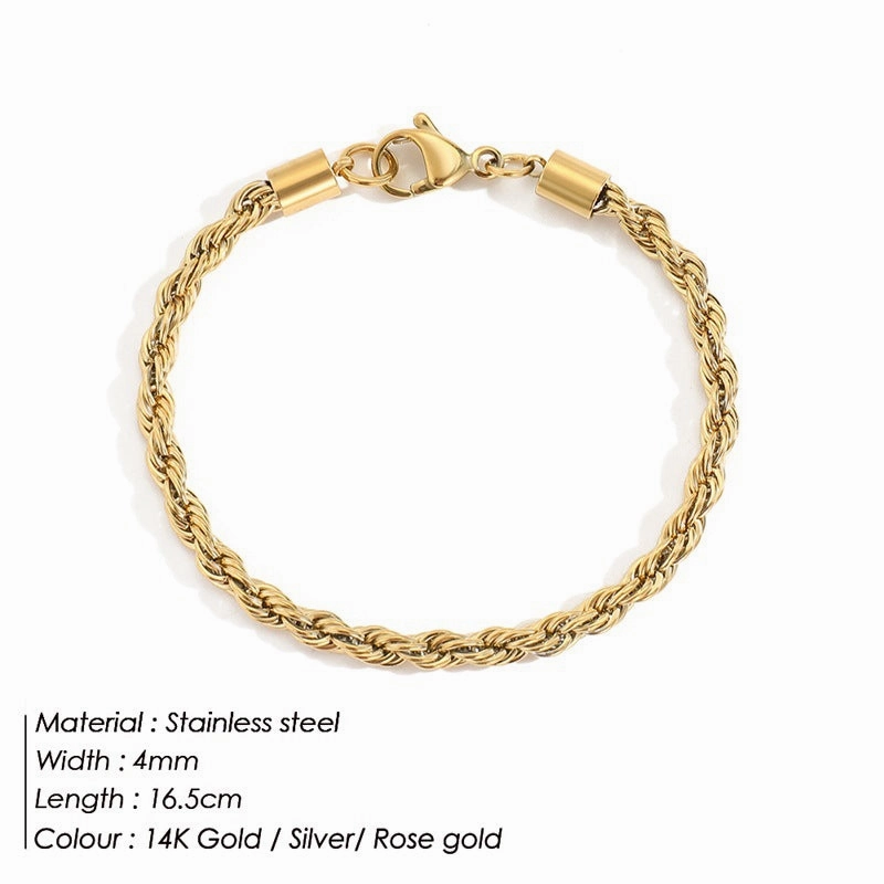 Wholesale Twist Chain Gold Stainless Steel Bracelet