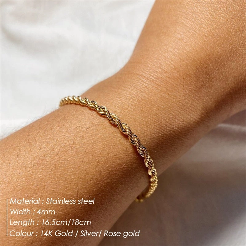 Wholesale Twist Chain Gold Stainless Steel Bracelet