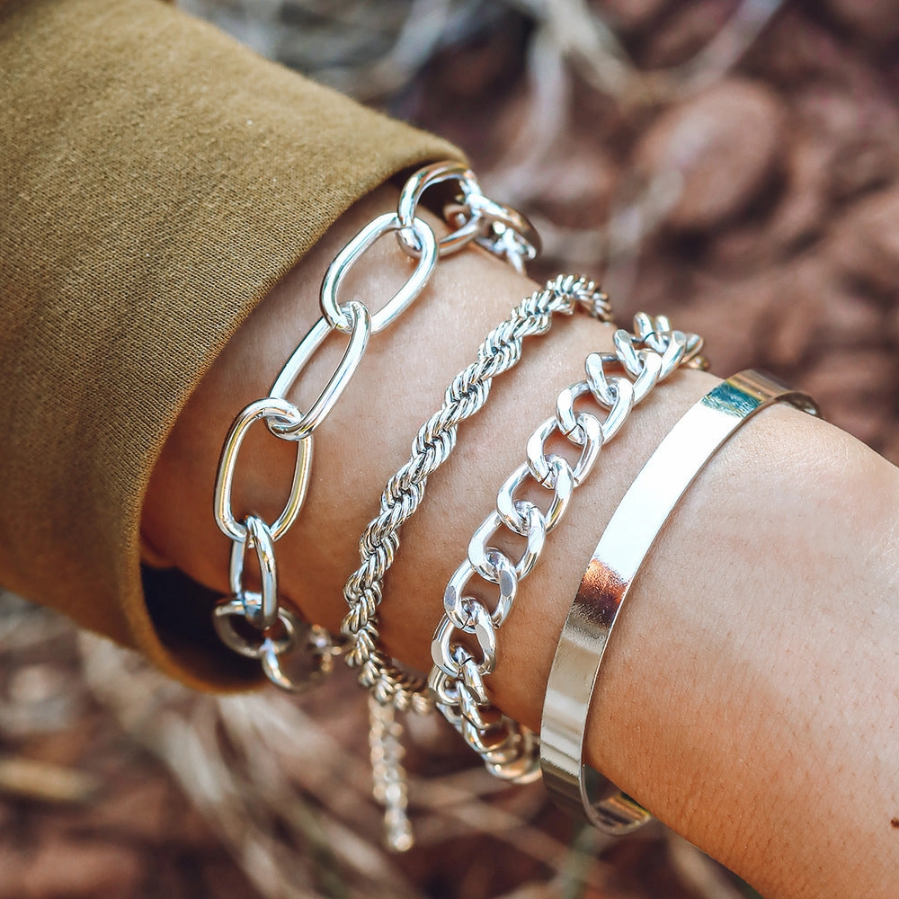 Wholesale Twist Chain Set of Four Bracelet