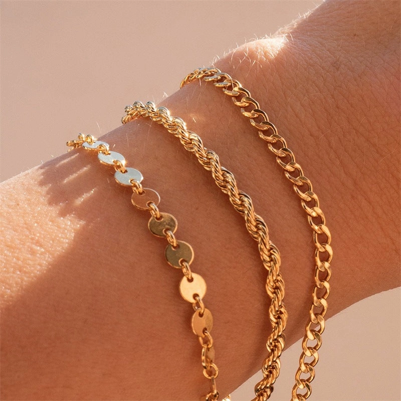 Wholesale Twist Hip Hop Punk Gold Plated Stainless Steel Bracelet