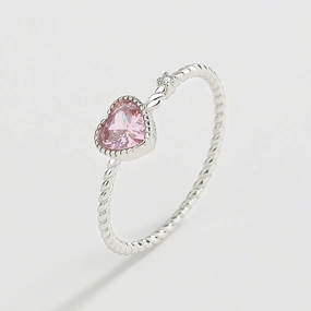 Wholesale Twisted Rope Twist Pink Love Sterling Silver Ring