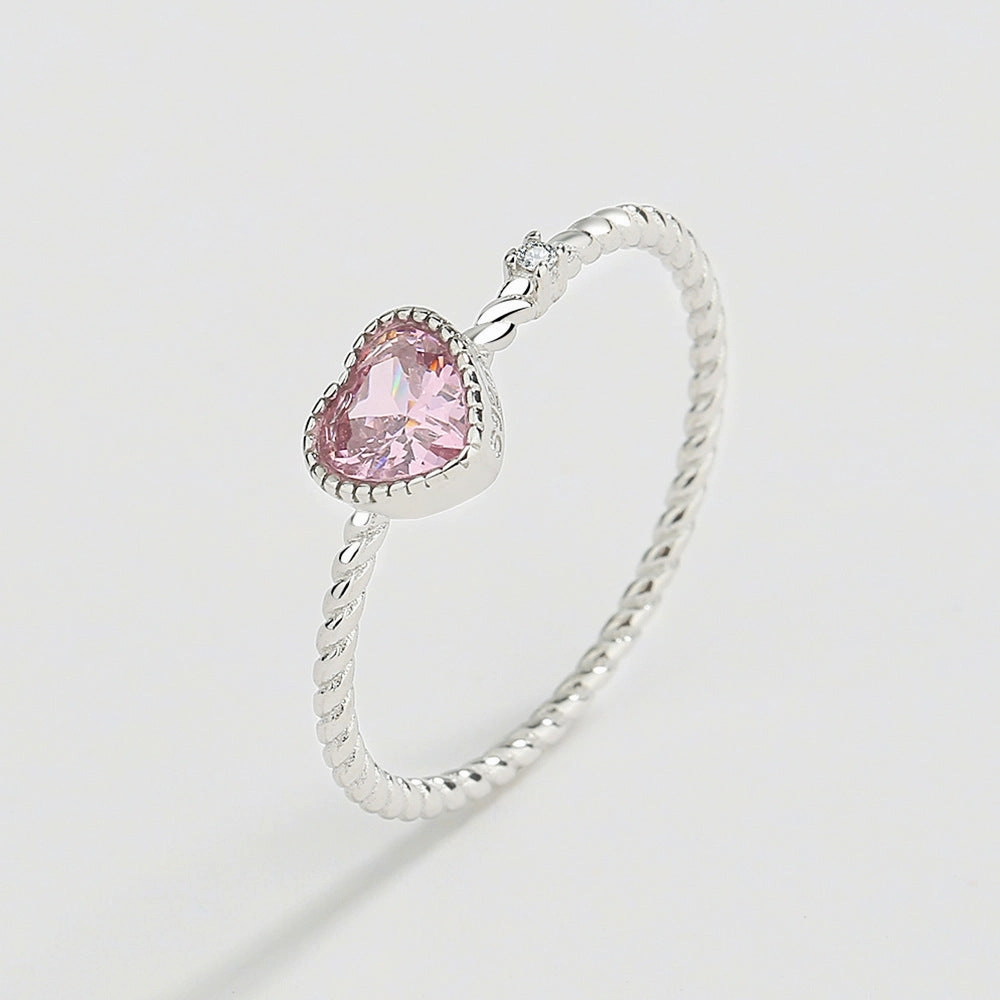 Wholesale Twisted Rope Twist Pink Love Sterling Silver Ring