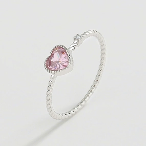 Wholesale Twisted Rope Twist Pink Love Sterling Silver Ring