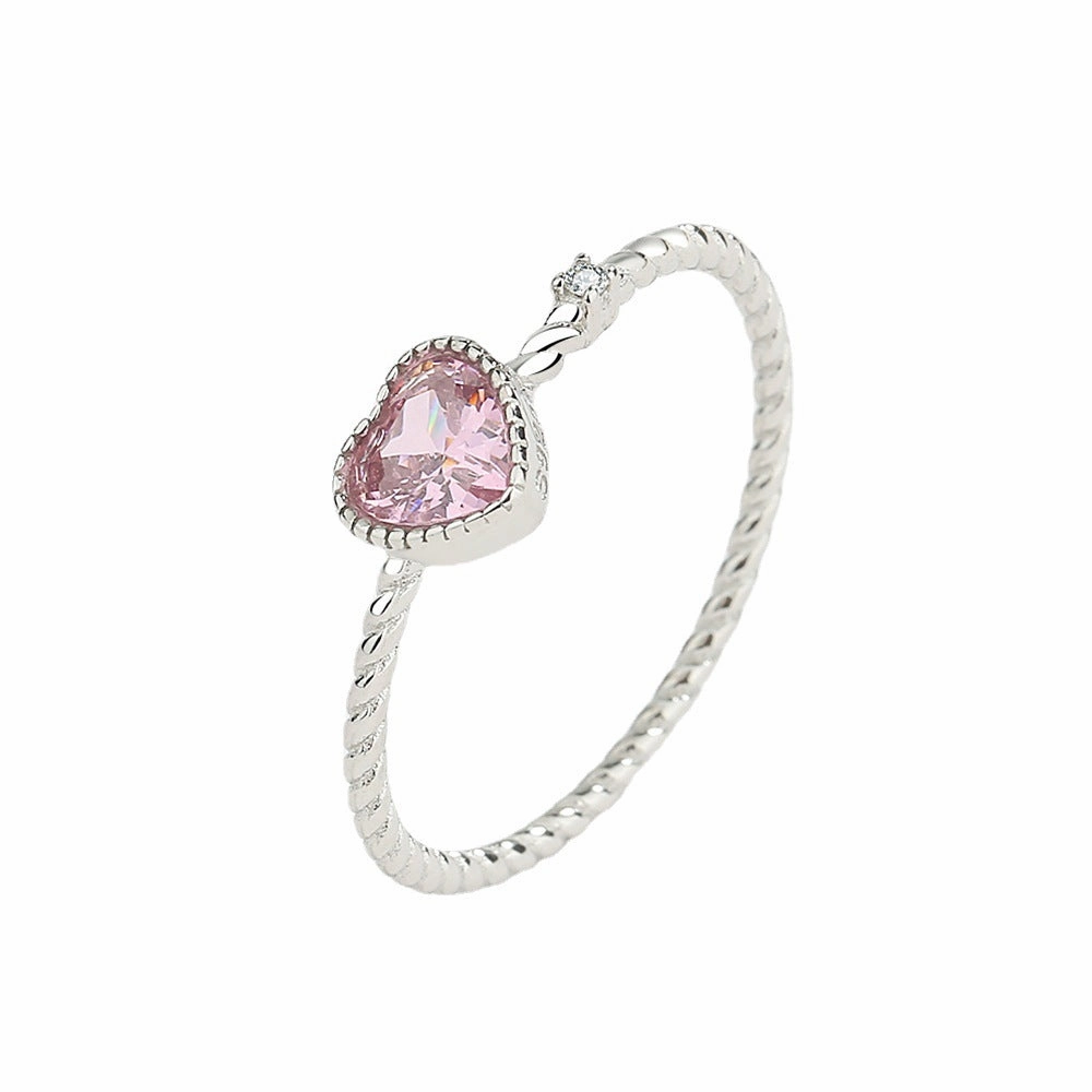 Wholesale Twisted Rope Twist Pink Love Sterling Silver Ring