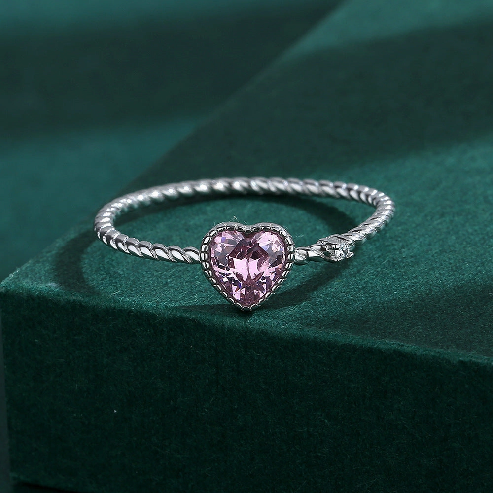 Wholesale Twisted Rope Twist Pink Love Sterling Silver Ring