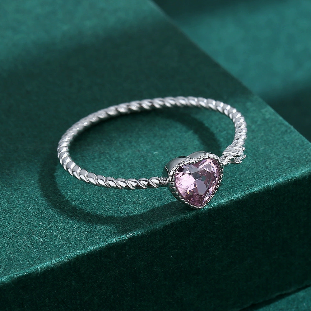 Wholesale Twisted Rope Twist Pink Love Sterling Silver Ring