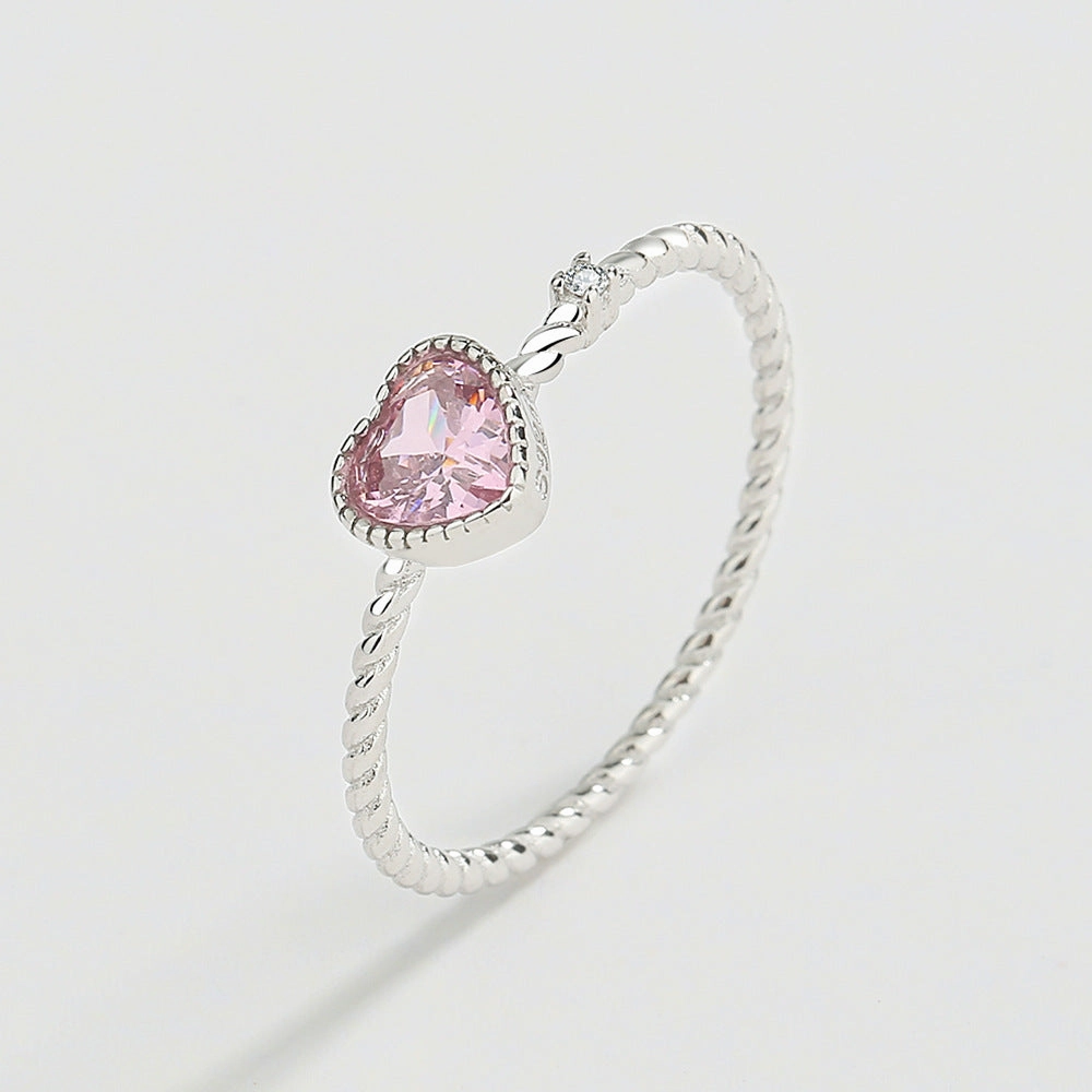 Wholesale Twisted Rope Twist Pink Love Sterling Silver Ring