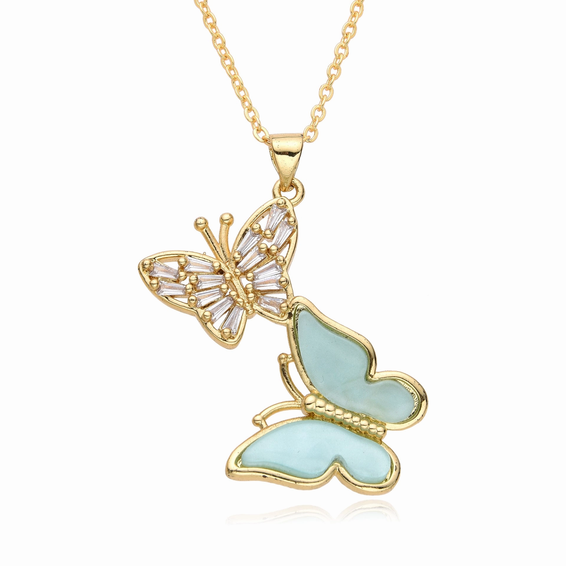 Wholesale Two Butterflies Creative Color Necklace