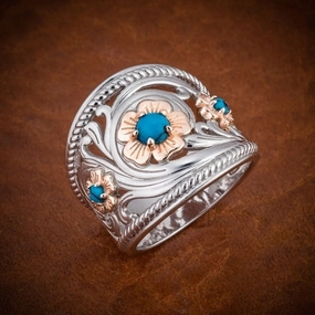 Wholesale Two Color Gold Flower Vintage Alloy Rings