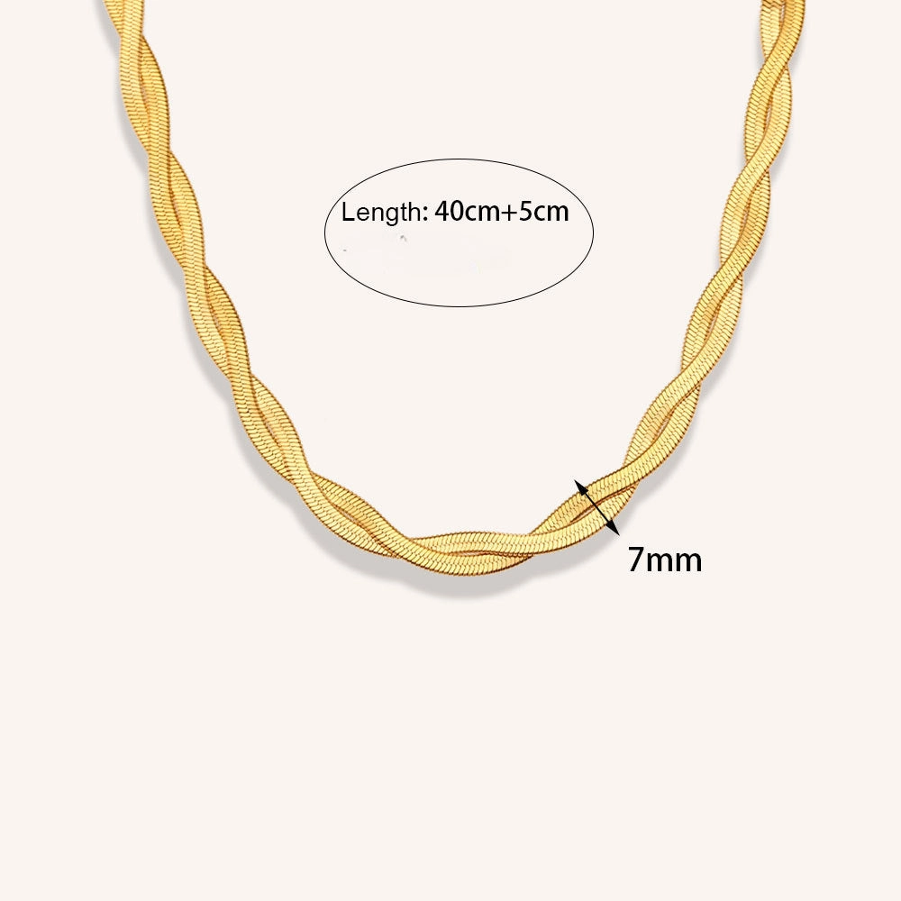 Wholesale Two Strands Braided Interleaving Flat Snake Chain Stainless Steel Necklaces