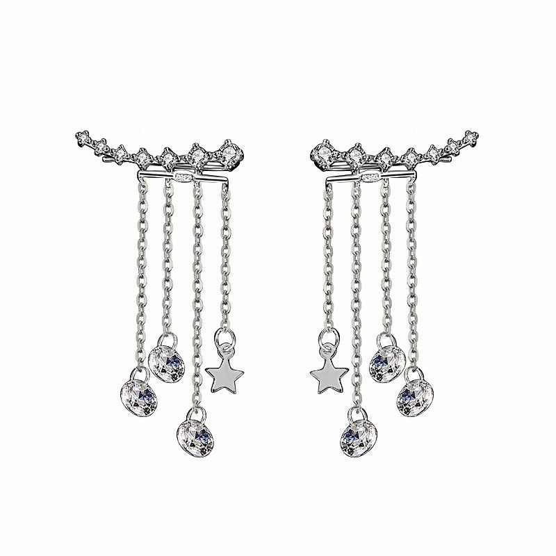 Wholesale Two Wear Diamond Tassel Star Stud Earrings OLY-ES-EXE003