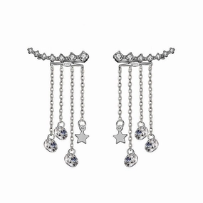 Wholesale Two Wear Diamond Tassel Star Stud Earrings OLY-ES-EXE003