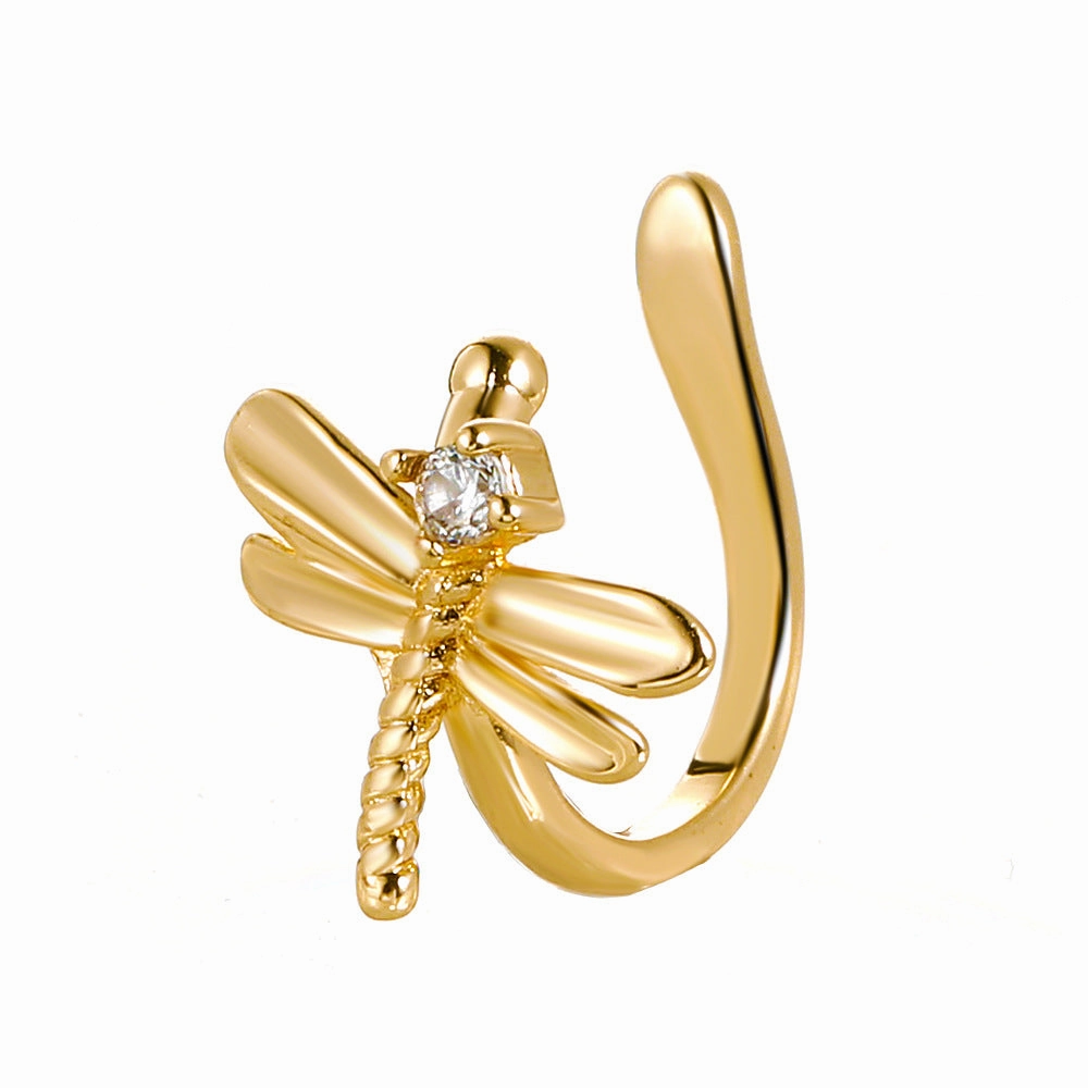 Wholesale U-shaped Dragonfly Copper Earrings