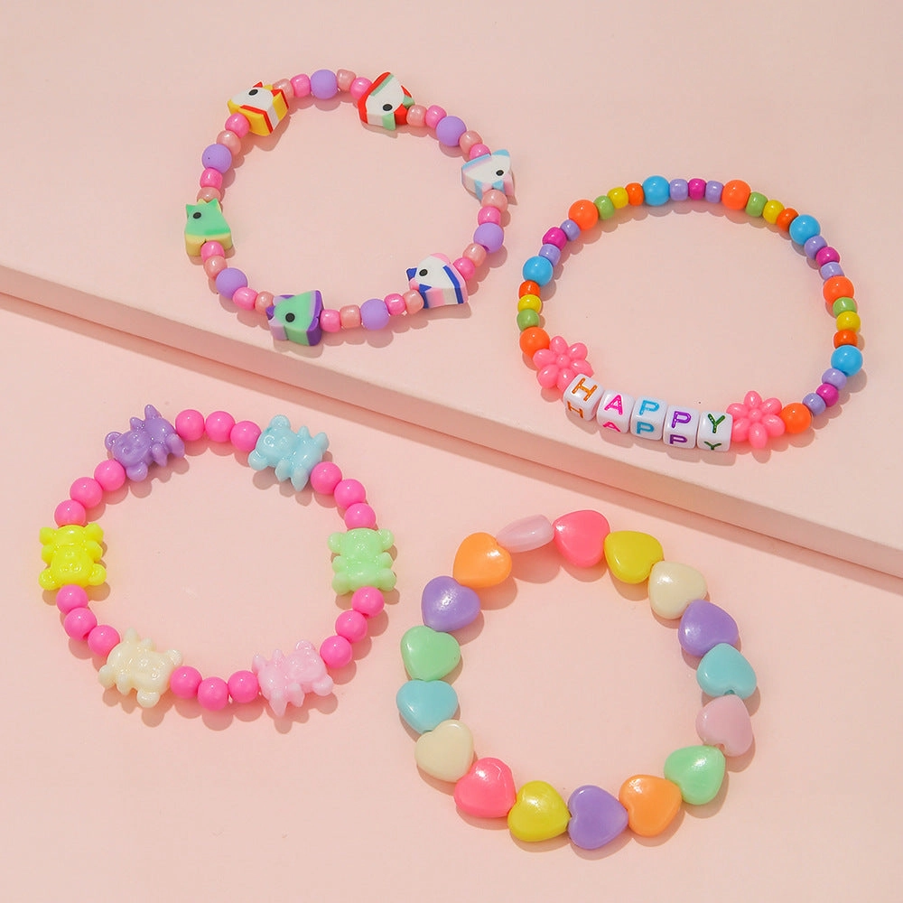 Wholesale Unicorn Acrylic Beaded Bracelet Set of 4