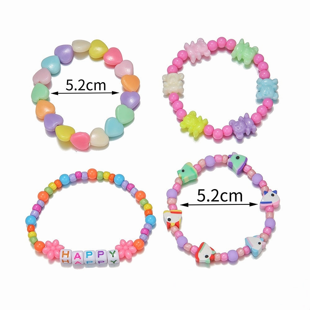 Wholesale Unicorn Acrylic Beaded Bracelet Set of 4