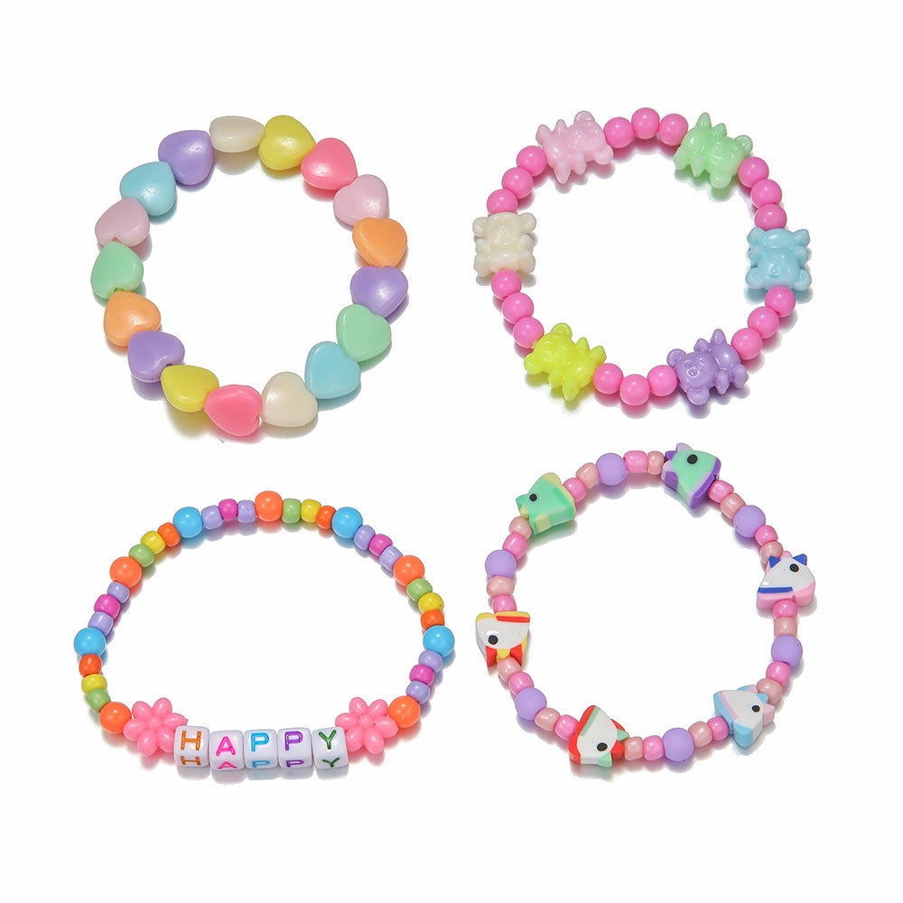 Wholesale Unicorn Acrylic Beaded Bracelet Set of 4
