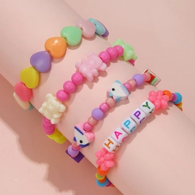 Wholesale Unicorn Acrylic Beaded Bracelet Set of 4