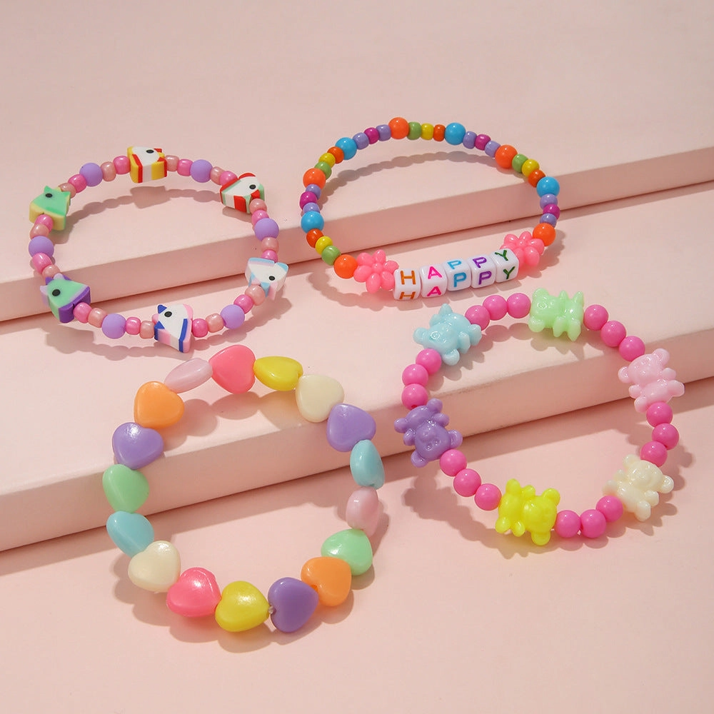 Wholesale Unicorn Acrylic Beaded Bracelet Set of 4