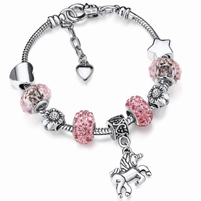 Wholesale Unicorn Heart Five-pointed Star Large Hole Bead Crystal Bracelet