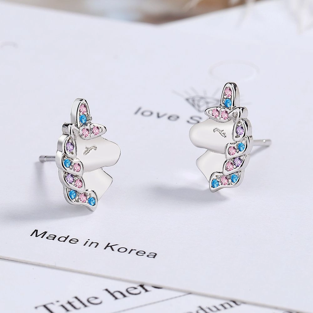 Wholesale Unicorn Rainbow Copper Earrings