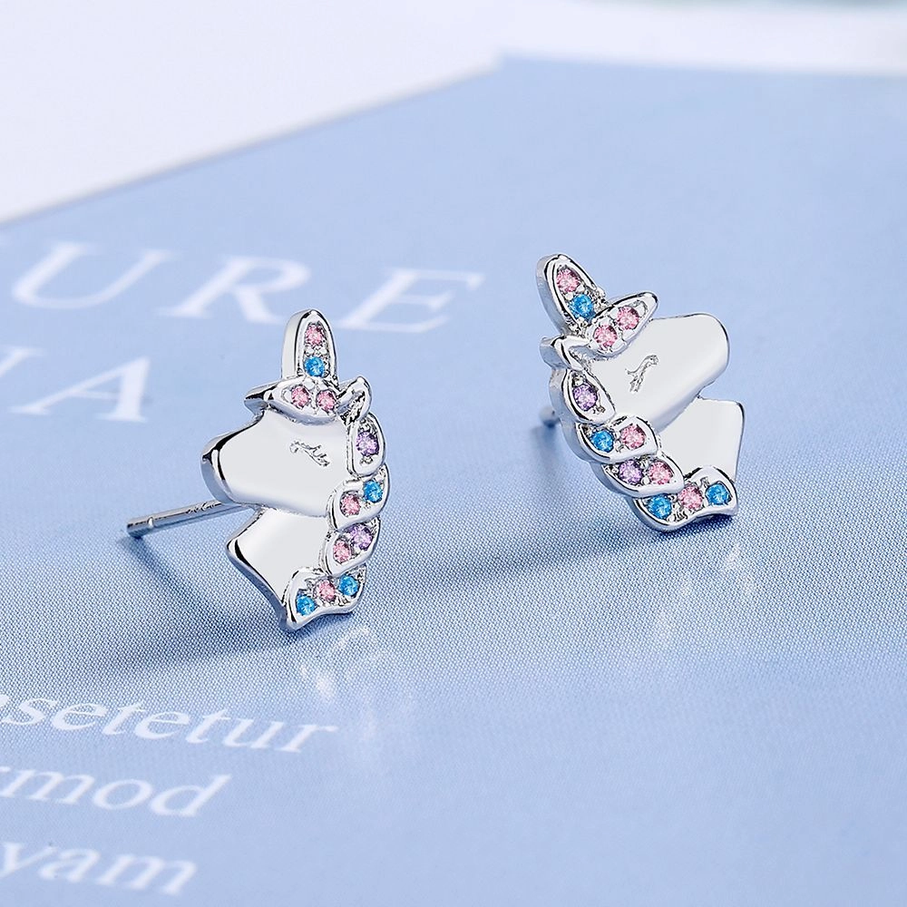 Wholesale Unicorn Rainbow Copper Earrings