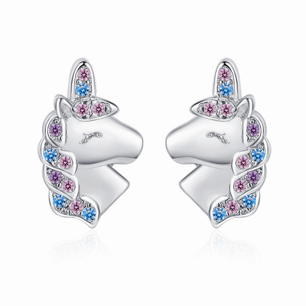 Wholesale Unicorn Rainbow Copper Earrings