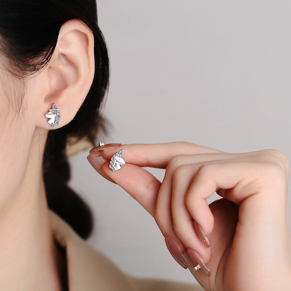 Wholesale Unicorn Rainbow Copper Earrings