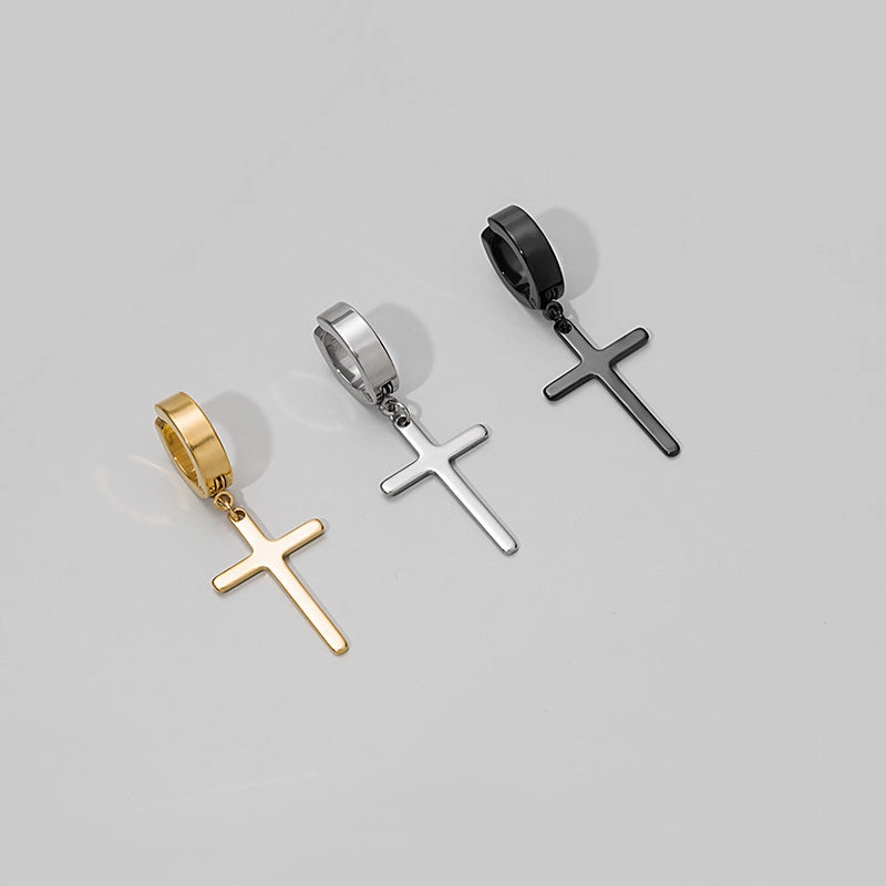 Wholesale Unpierced Stainless Steel Cross Earrings