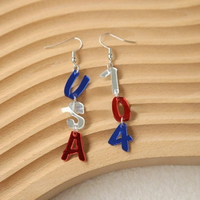 Wholesale USA Independence Day Acrylic Mirror Earrings