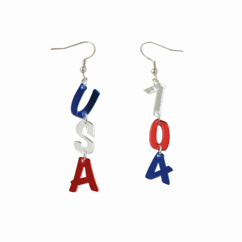 Wholesale USA Independence Day Acrylic Mirror Earrings